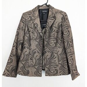 Vtg Kasper Brocade Blazer Womens 8P Gold Black Metallic Paisley Jacket Tank Set